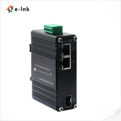 2-Port Industrial PoE+ Media Converter with 10G Fiber Solar Voltage Booster Supports 12-48V Input Delivers 60W PoE+ Power for Demanding Networks