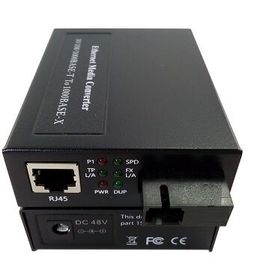 Single Fiber Optic Media Converter , Ethernet Fiber Media Converter 48VDC Power Input