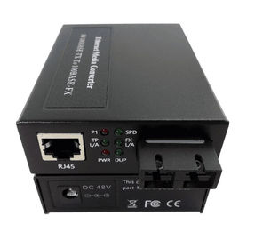 Single Fiber Optic Media Converter , Ethernet Fiber Media Converter 48VDC Power Input