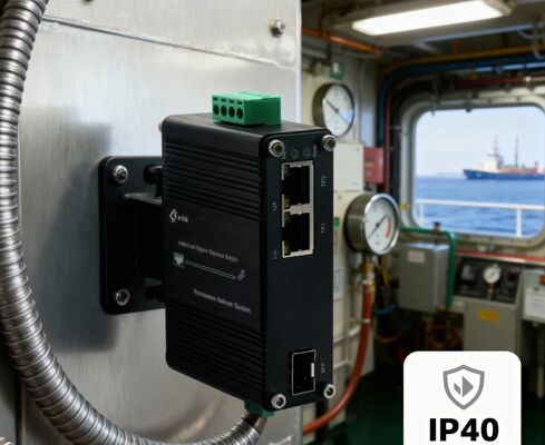 Mini Industrial SFP to 2xGigabit Ethernet Media Converter -40~75°C