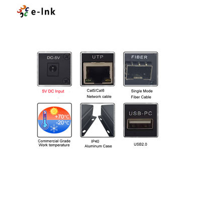 5VDC 6KM 4 Port USB2.0 Over Fiber UTP Extender
