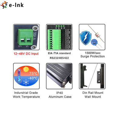 5W RS232 RS485 RS422 Fiber Optic Modem SC SM 1310nm 20m
