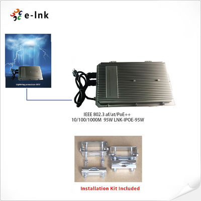 90~264VAC 95W Power Over Ethernet Injector IP67 Waterproof 802.3bt