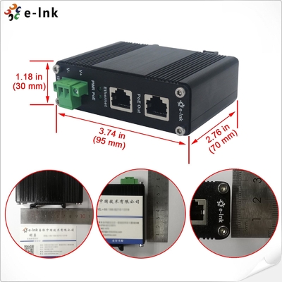 30W Power Over Ethernet Injector Full duplex 12~48VDC Aluminum