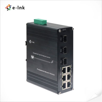 Industrie DIN-Rail Montage 6 Ports 10/100Base-TX + 3 Ports 100Base-FX Verhärteter PoE-Switch