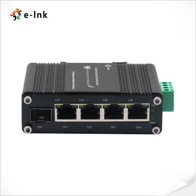Mini-Industrial 4-Port SFP Gigabit Ethernet Switch 12~48VDC Leistungsaufnahme DIN Schiene & Wandmontage