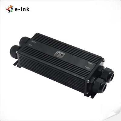 IP67 robuster Gigabit-PoE-Verlängerer 1 in 3 Out + SFP 90W 400m